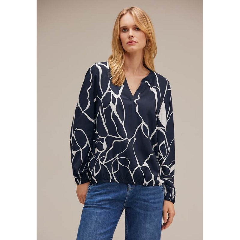 Street one PRINTED SPLITNECK BLOUSE W TAP8904501_2
