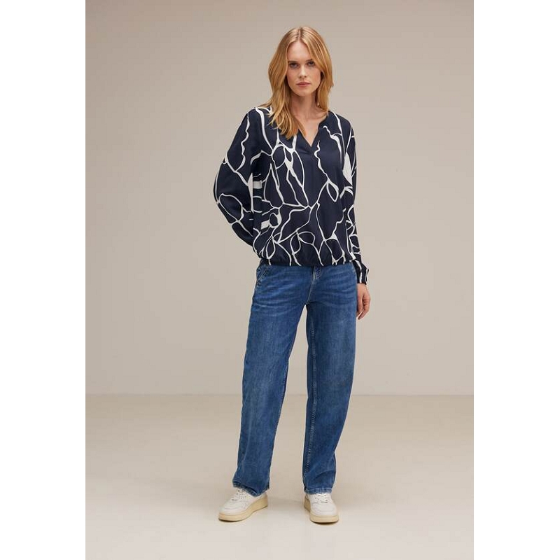 Street one PRINTED SPLITNECK BLOUSE W TAP8904501_5