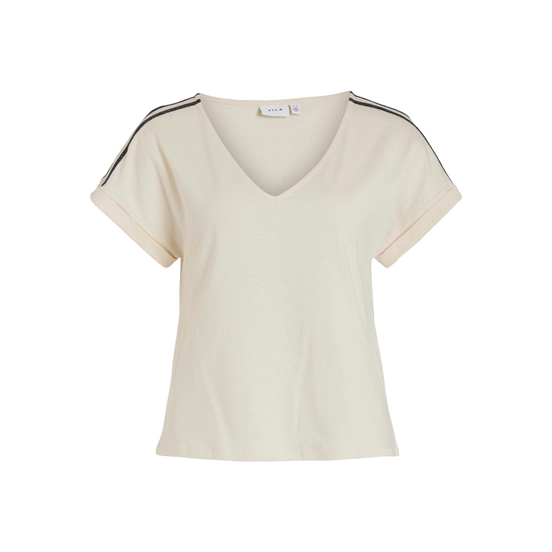 Vila VIFILLI DETAIL VNECK SS TSHIRT