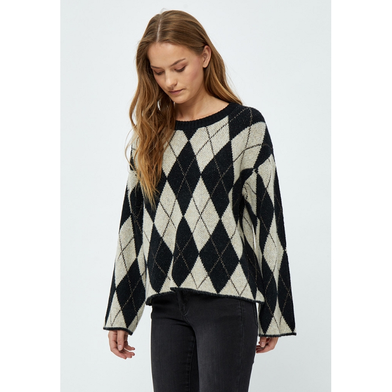 Desires  peppercorn DE7548 ETARA GRS CHECKERED KNIT PULLOVER