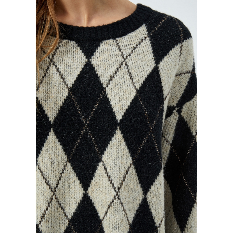 Desires  peppercorn DE7548 ETARA GRS CHECKERED KNIT PULLOVER9303001_4