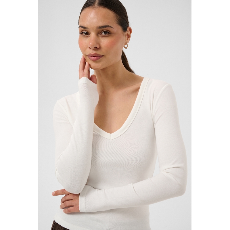 Kaffe dk company KALIDDY VNECK TSHIRT  CHALK  WHITE9522601_2