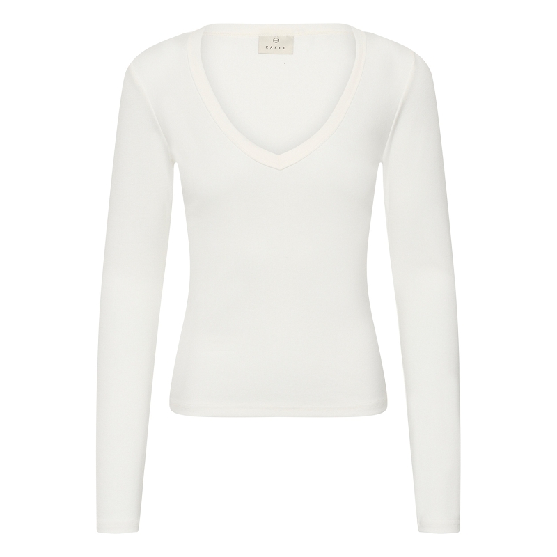 Kaffe dk company KALIDDY VNECK TSHIRT  CHALK  WHITE9522601_6